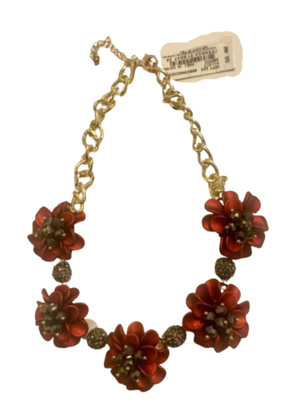 Dillard's Scarlett Flower Necklace Red Gold Floral Statement 16 in.